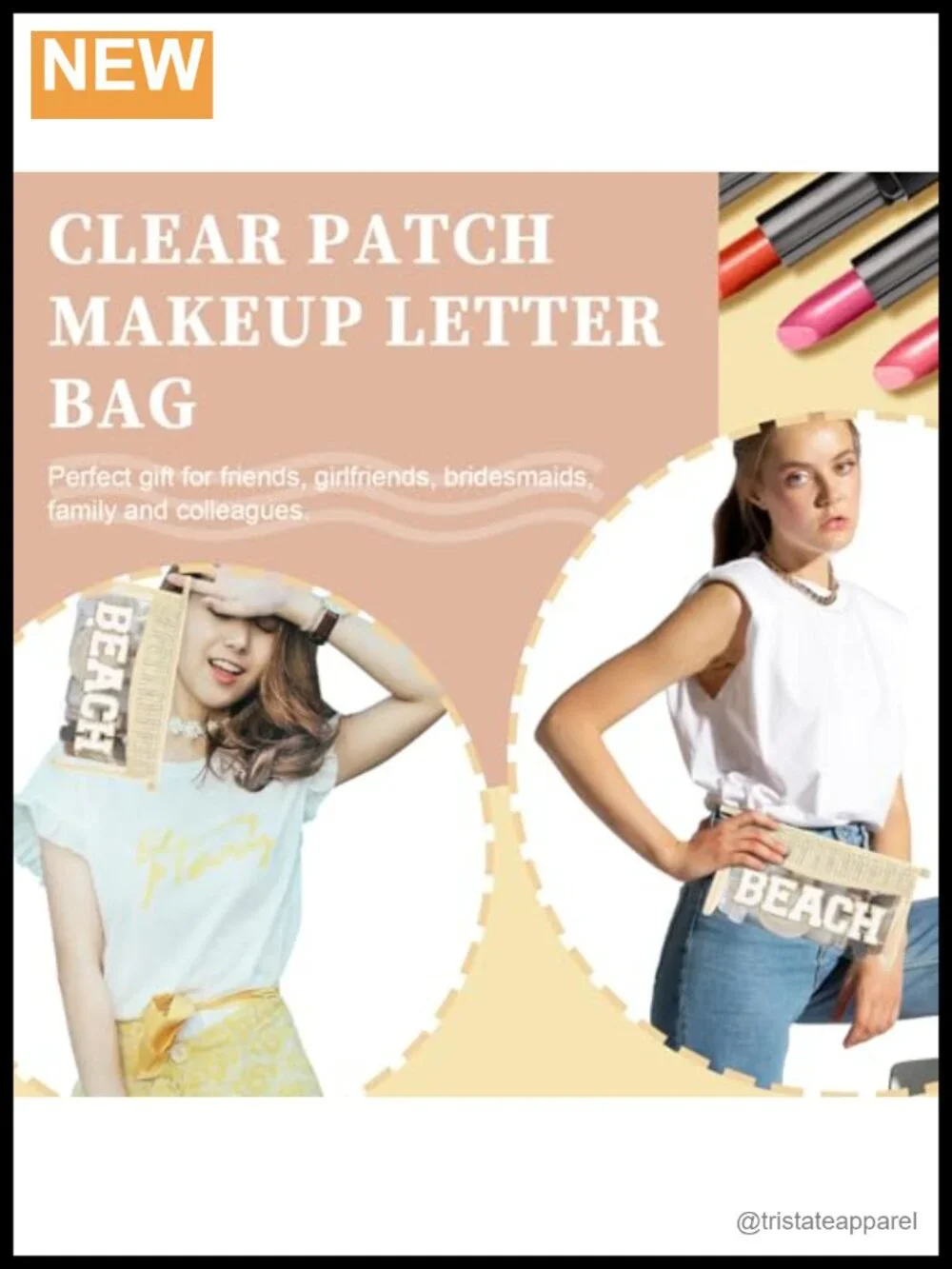 Boho Patch Clear Makeup Bag - Waterproof Zipper Toiletry Pouch
